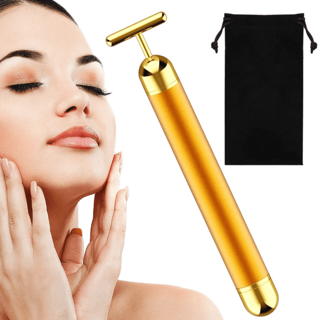 V-Shaped Electric Facial Massage Bar – Gold Micro-Vibration Facial Sculptor